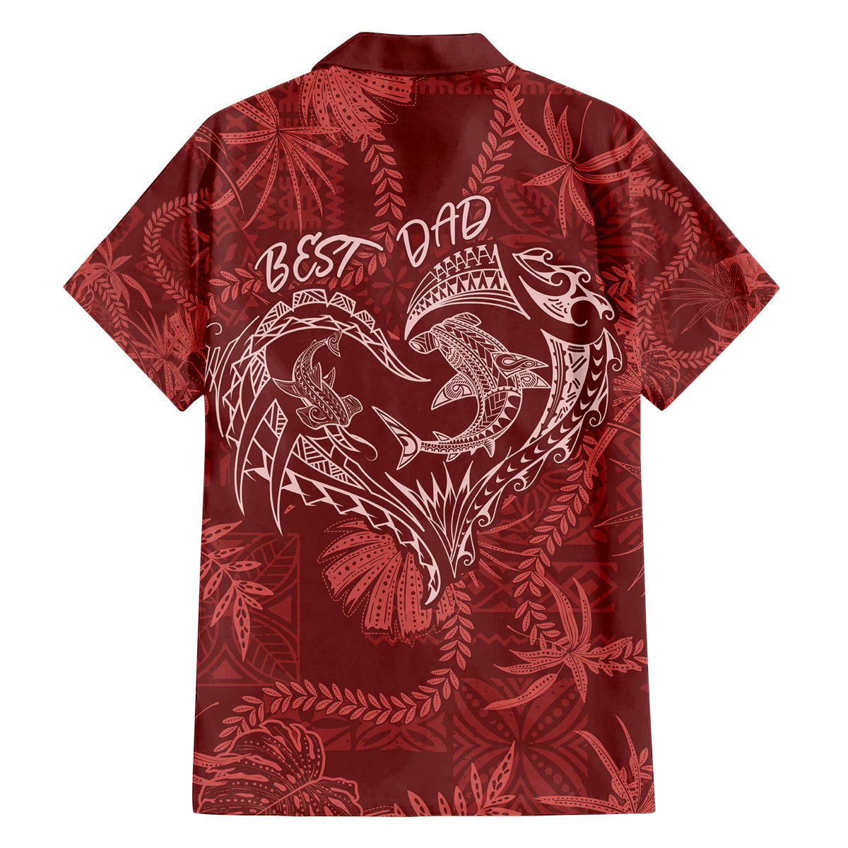 Hawaii Father's Day Vintage Lei Family Matching Off The Shoulder Long Sleeve Dress and Hawaiian Shirt Hauoli la Makuakane - Red LT7 - Polynesian Pride