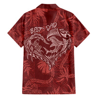 Hawaii Father's Day Vintage Lei Family Matching Off The Shoulder Long Sleeve Dress and Hawaiian Shirt Hauoli la Makuakane - Red LT7 - Polynesian Pride
