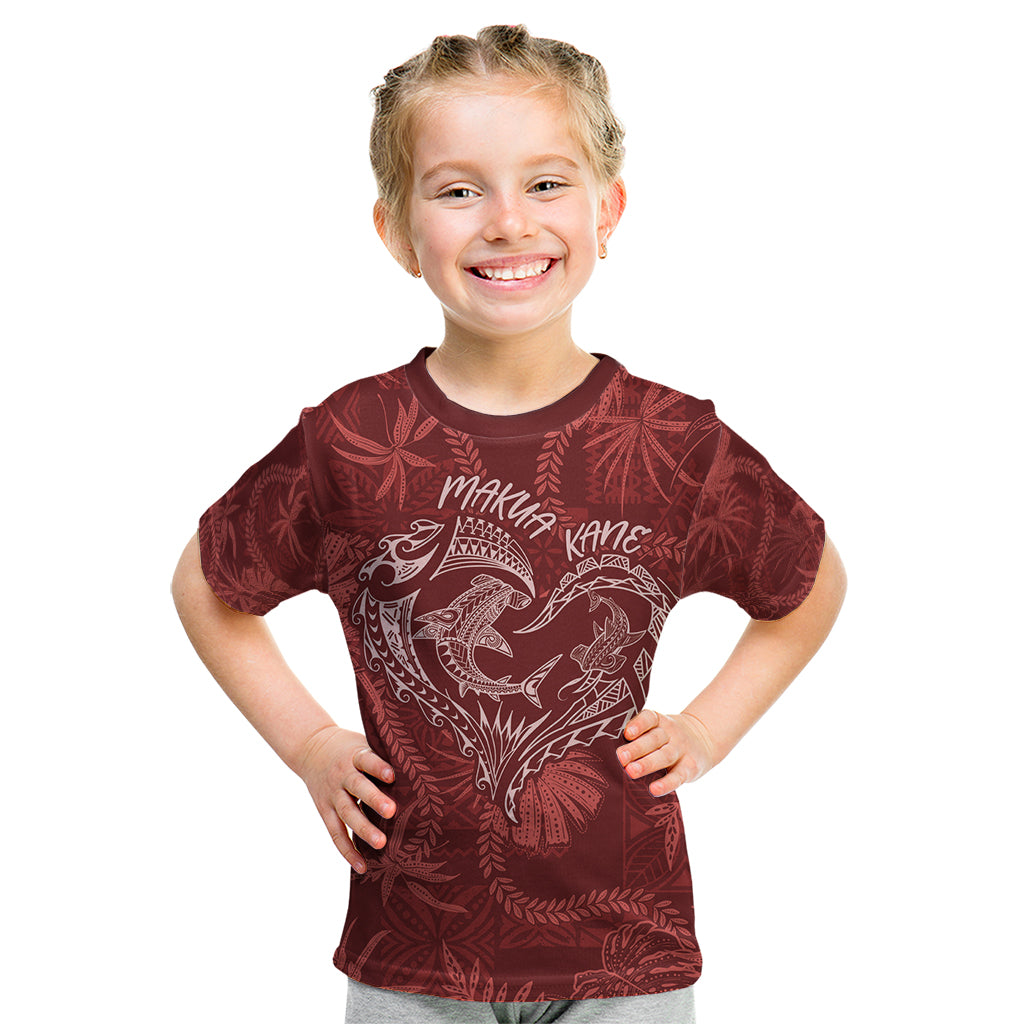 Hawaii Father's Day Vintage Lei Kid T Shirt Hauoli la Makuakane - Red LT7 Red - Polynesian Pride