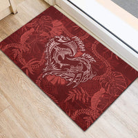 Hawaii Father's Day Vintage Lei Rubber Doormat Hauoli la Makuakane - Red LT7 - Polynesian Pride