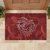 Hawaii Father's Day Vintage Lei Rubber Doormat Hauoli la Makuakane - Red LT7 - Polynesian Pride