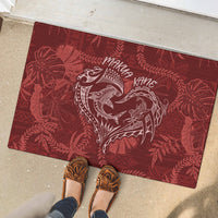 Hawaii Father's Day Vintage Lei Rubber Doormat Hauoli la Makuakane - Red LT7 - Polynesian Pride