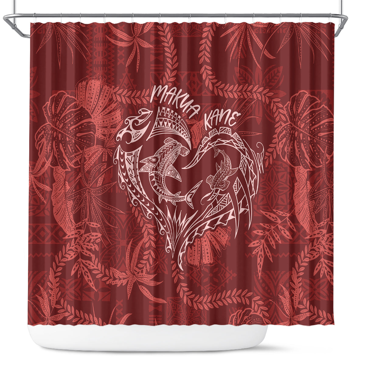 Hawaii Father's Day Vintage Lei Shower Curtain Hauoli la Makuakane - Red LT7 Red - Polynesian Pride