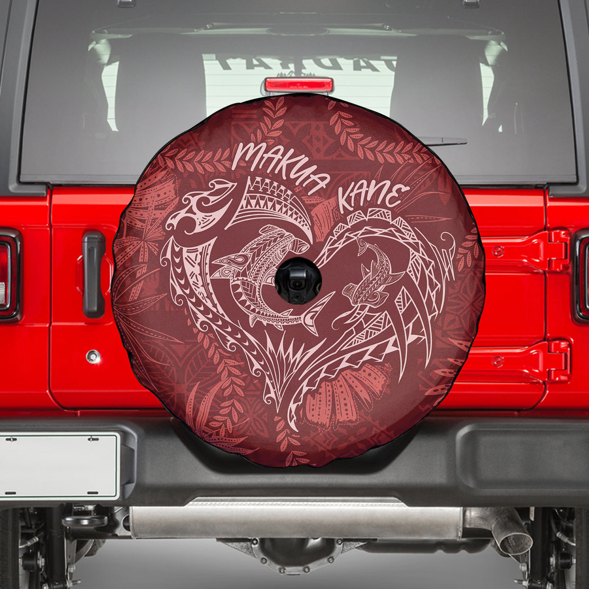 Hawaii Father's Day Vintage Lei Spare Tire Cover Hauoli la Makuakane - Red