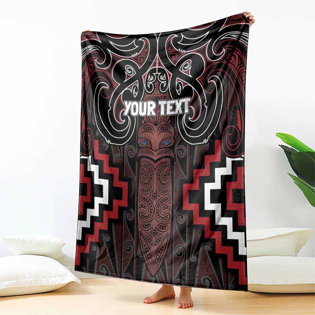 Maori Taiaha Whakairo Personalized Blanket Red Poutama Motifs LT7 - Polynesian Pride