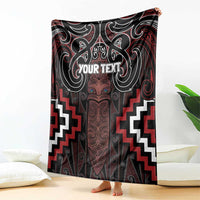 Maori Taiaha Whakairo Personalized Blanket Red Poutama Motifs LT7 - Polynesian Pride