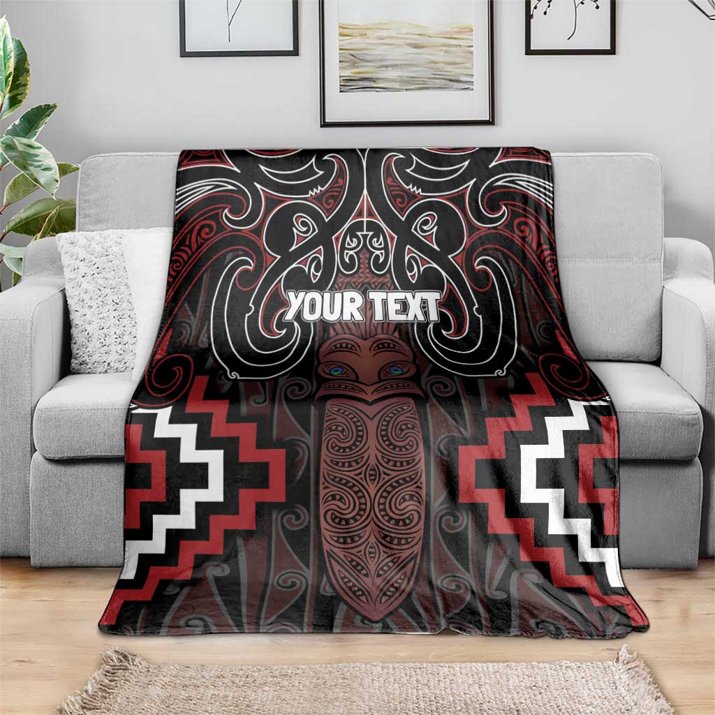 Maori Taiaha Whakairo Personalized Blanket Red Poutama Motifs LT7 - Polynesian Pride