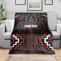 Maori Taiaha Whakairo Personalized Blanket Red Poutama Motifs LT7 - Polynesian Pride