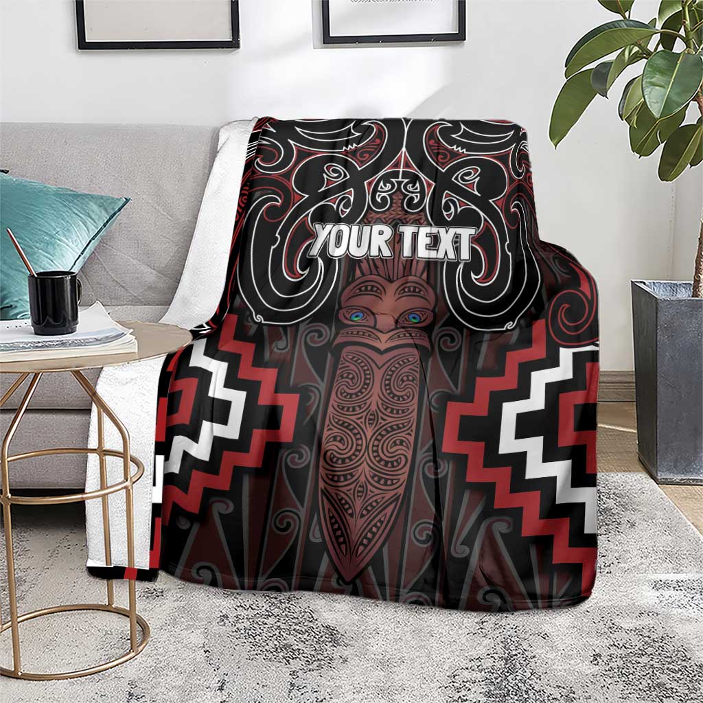 Maori Taiaha Whakairo Personalized Blanket Red Poutama Motifs LT7 - Polynesian Pride