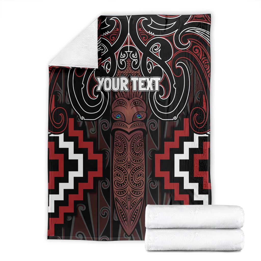 Maori Taiaha Whakairo Personalized Blanket Red Poutama Motifs LT7 - Polynesian Pride