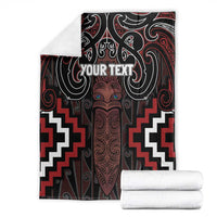 Maori Taiaha Whakairo Personalized Blanket Red Poutama Motifs LT7 - Polynesian Pride