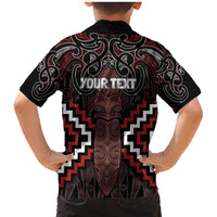 Maori Taiaha Whakairo Personalized Family Matching Mermaid Dress and Hawaiian Shirt Red Poutama Motifs