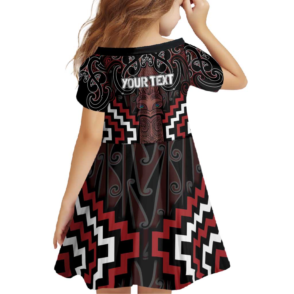 Maori Taiaha Whakairo Personalized Family Matching Mermaid Dress and Hawaiian Shirt Red Poutama Motifs