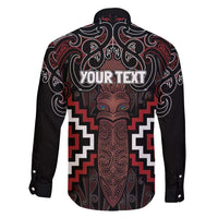 Maori Taiaha Whakairo Personalized Family Matching Mermaid Dress and Hawaiian Shirt Red Poutama Motifs
