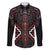 Maori Taiaha Whakairo Personalized Family Matching Off Shoulder Short Dress and Hawaiian Shirt Red Poutama Motifs