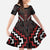 Maori Taiaha Whakairo Personalized Family Matching Short Sleeve Bodycon Dress and Hawaiian Shirt Red Poutama Motifs