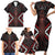 Maori Taiaha Whakairo Personalized Family Matching Short Sleeve Bodycon Dress and Hawaiian Shirt Red Poutama Motifs