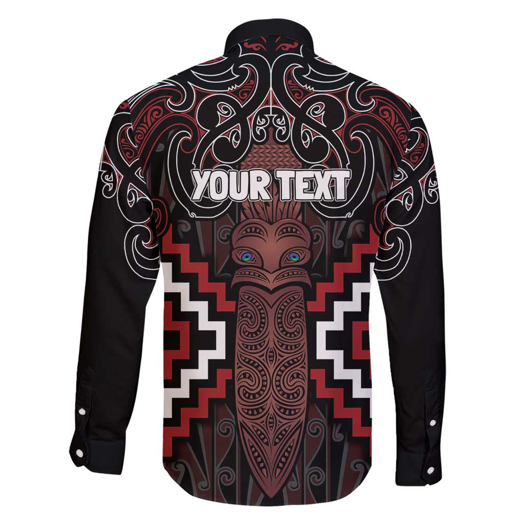 Maori Taiaha Whakairo Personalized Family Matching Short Sleeve Bodycon Dress and Hawaiian Shirt Red Poutama Motifs