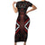 Maori Taiaha Whakairo Personalized Family Matching Short Sleeve Bodycon Dress and Hawaiian Shirt Red Poutama Motifs