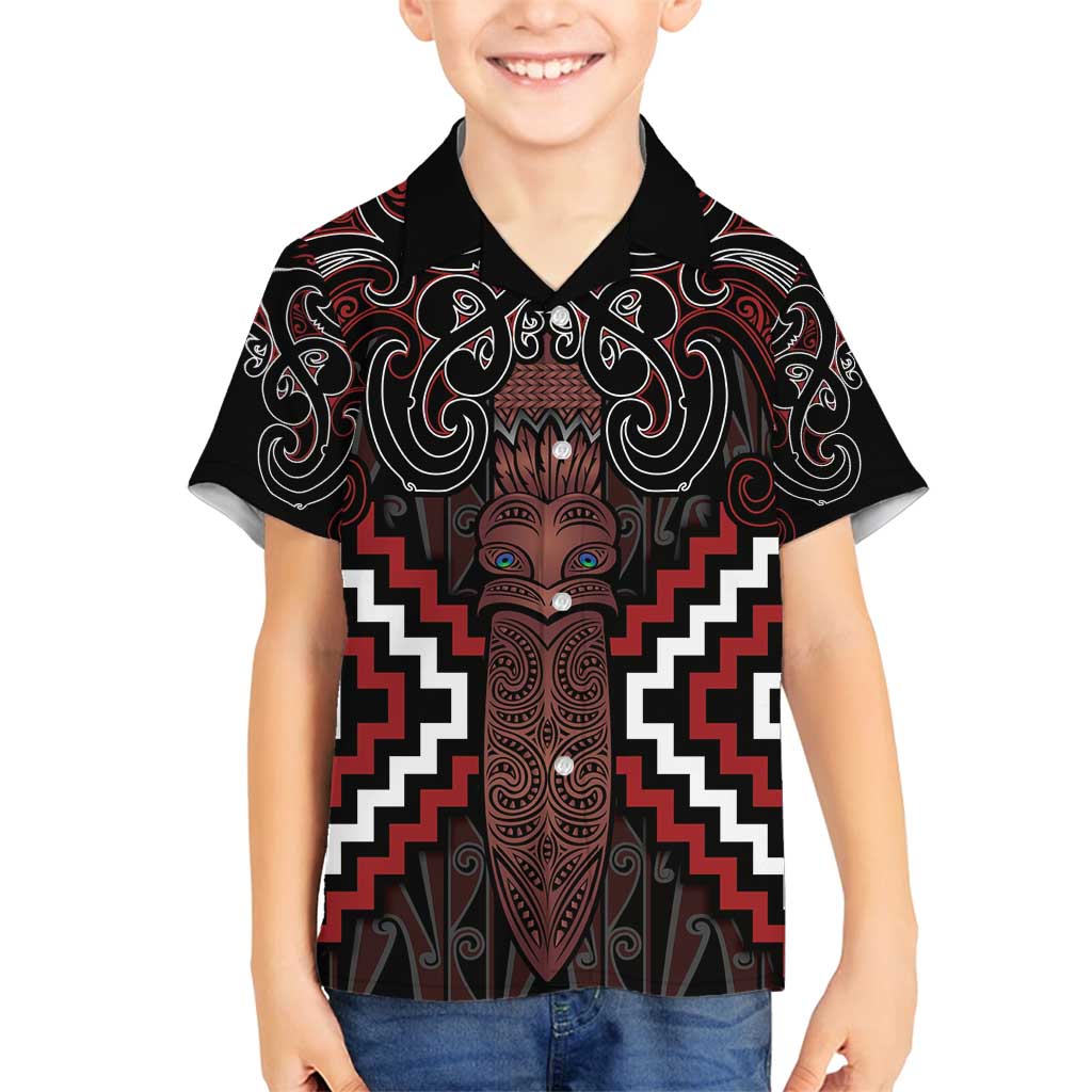 Maori Taiaha Whakairo Personalized Family Matching Tank Maxi Dress and Hawaiian Shirt Red Poutama Motifs