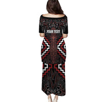 Maori Taiaha Whakairo Personalized Puletasi Red Poutama Motifs
