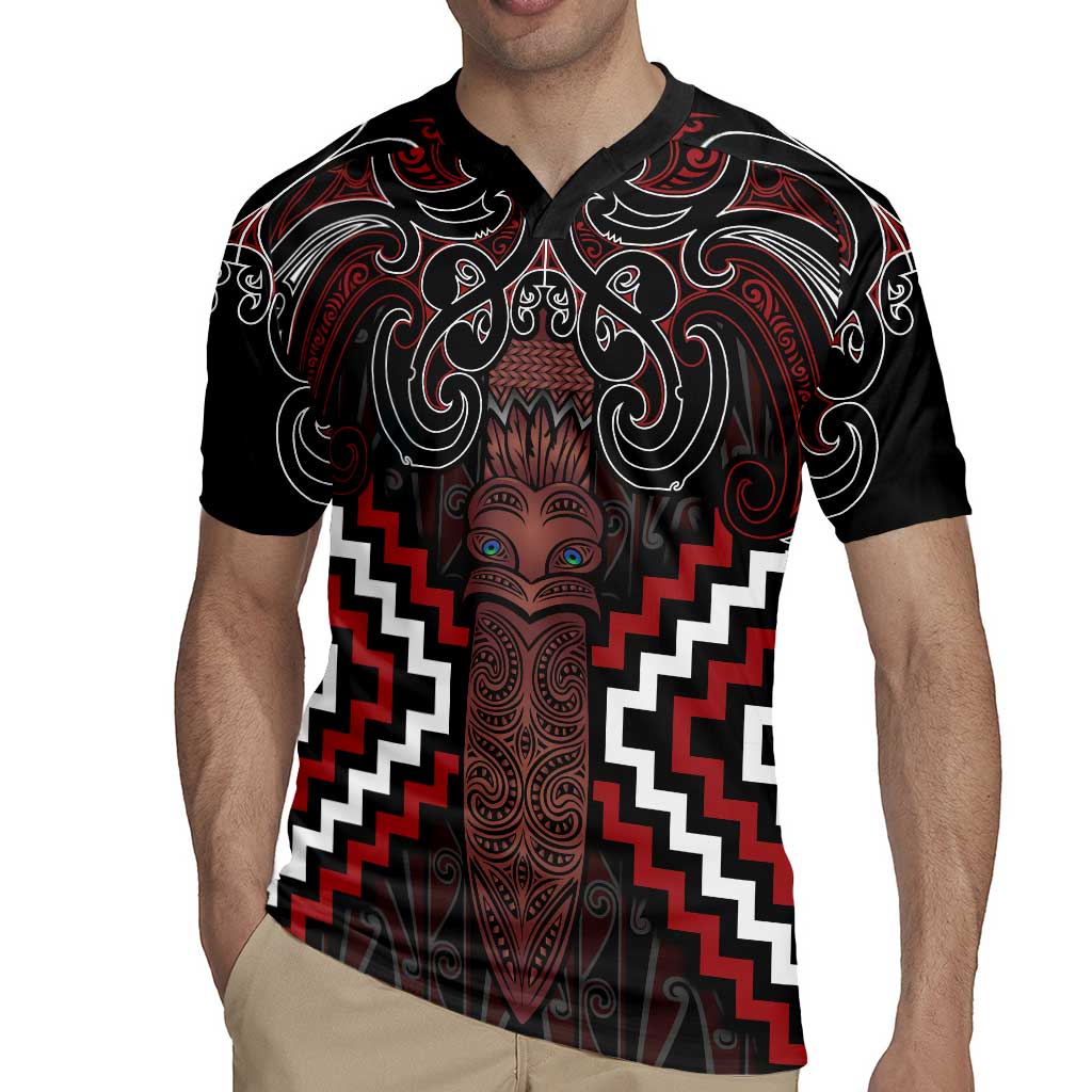 Maori Taiaha Whakairo Personalized Rugby Jersey Red Poutama Motifs
