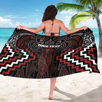 Maori Taiaha Whakairo Personalized Sarong Red Poutama Motifs