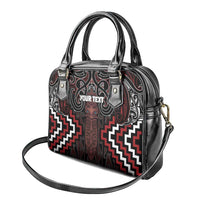 Maori Taiaha Whakairo Personalized Shoulder Handbag Red Poutama Motifs