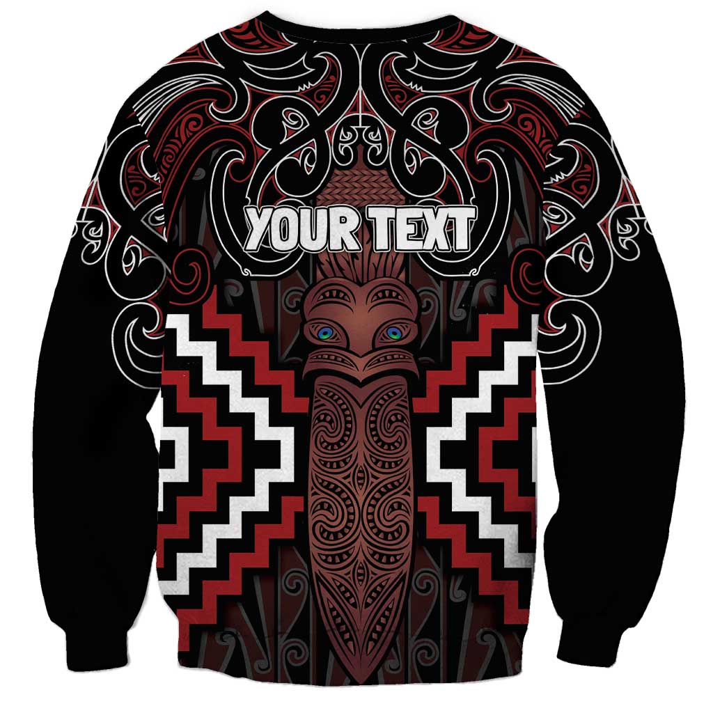 Maori Taiaha Whakairo Personalized Sweatshirt Red Poutama Motifs
