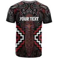Maori Taiaha Whakairo Personalized T Shirt Red Poutama Motifs