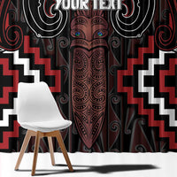 Maori Taiaha Whakairo Personalized Window Curtain Red Poutama Motifs