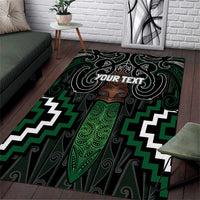 Maori Taiaha Pounamu Whakairo Personalized Area Rug Jade Poutama Motifs
