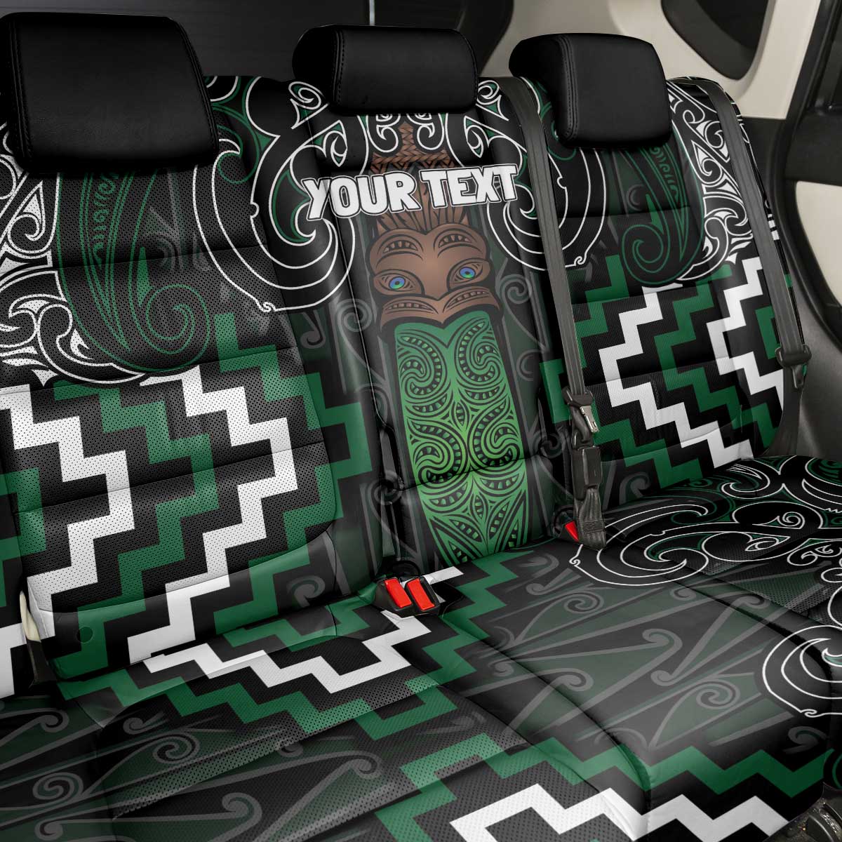 Maori Taiaha Pounamu Whakairo Personalized Back Car Seat Cover Jade Poutama Motifs