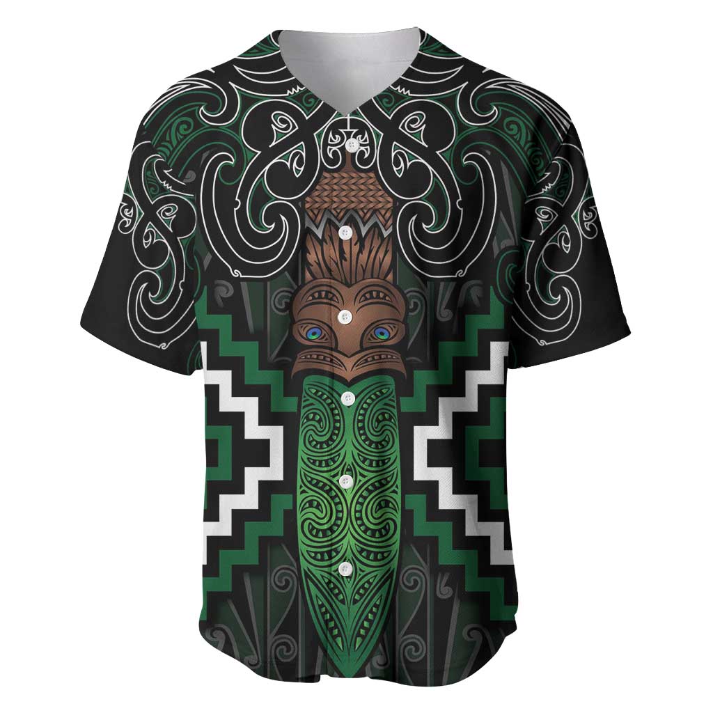 Maori Taiaha Pounamu Whakairo Personalized Baseball Jersey Jade Poutama Motifs