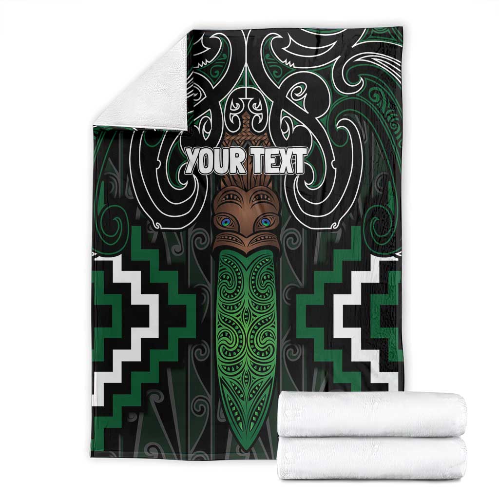 Maori Taiaha Pounamu Whakairo Personalized Blanket Jade Poutama Motifs