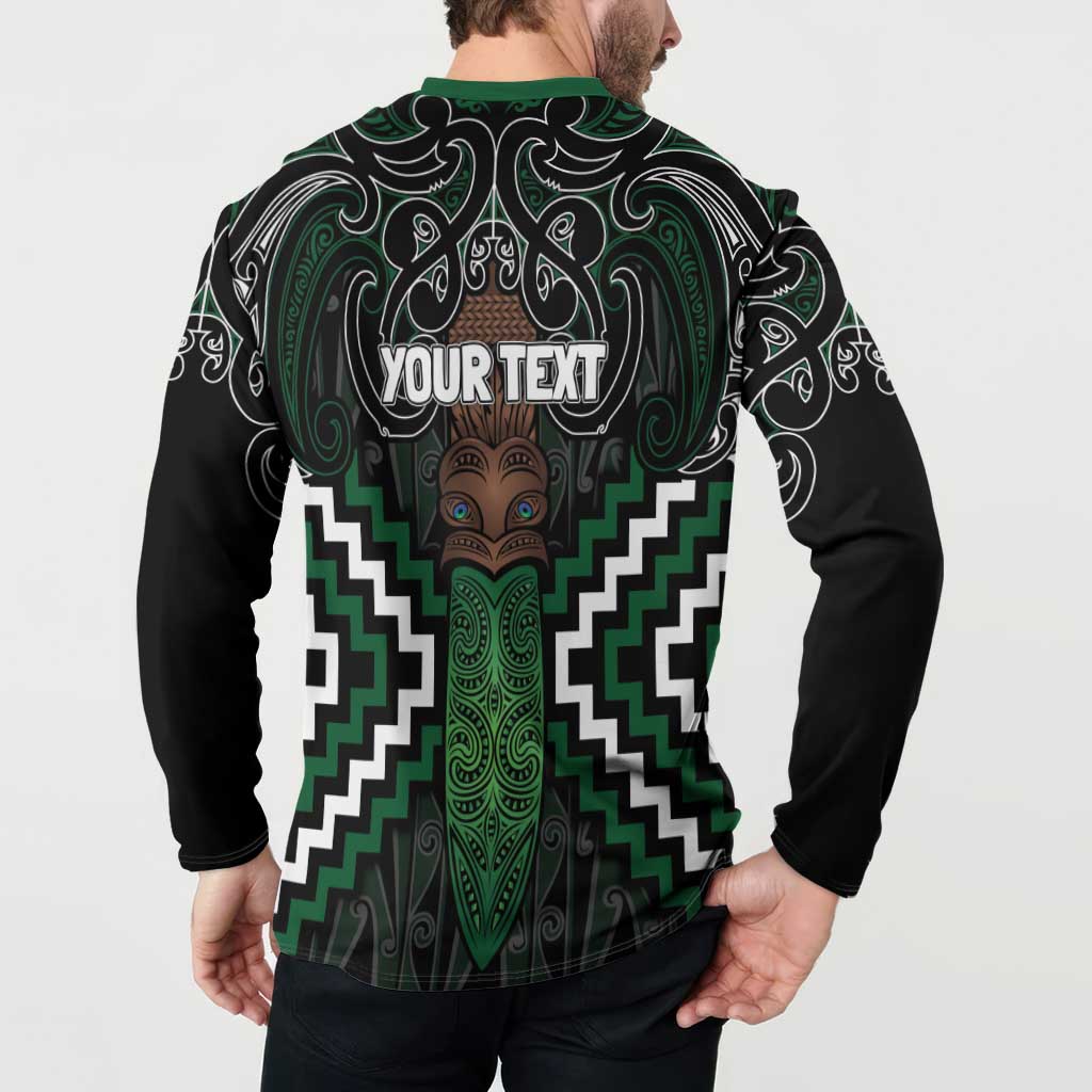 Maori Taiaha Pounamu Whakairo Personalized Button Sweatshirt Jade Poutama Motifs LT7 - Polynesian Pride