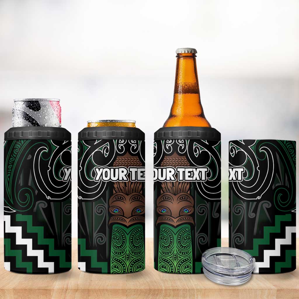 Maori Taiaha Pounamu Whakairo Personalized 4 in 1 Can Cooler Tumbler Jade Poutama Motifs