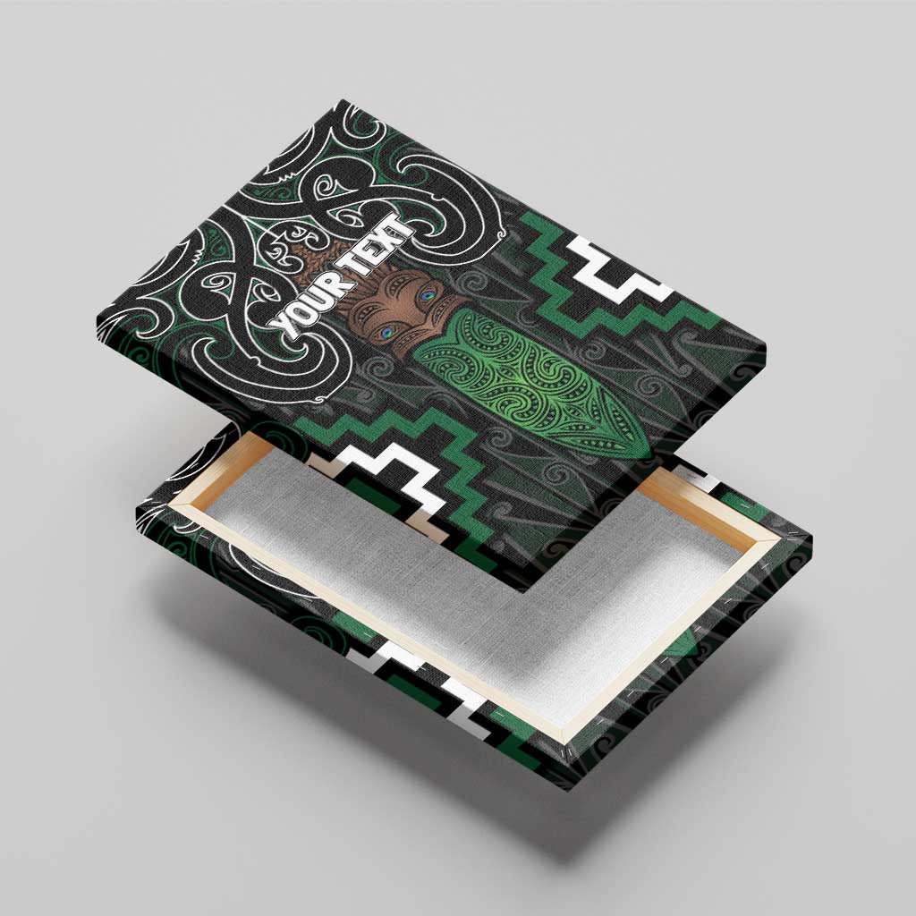 Maori Taiaha Pounamu Whakairo Personalized Canvas Wall Art Jade Poutama Motifs