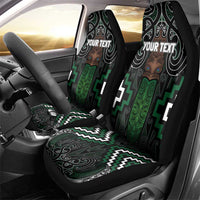 Maori Taiaha Pounamu Whakairo Personalized Car Seat Cover Jade Poutama Motifs