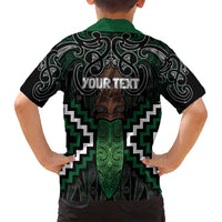 Maori Taiaha Pounamu Whakairo Personalized Family Matching Long Sleeve Bodycon Dress and Hawaiian Shirt Jade Poutama Motifs