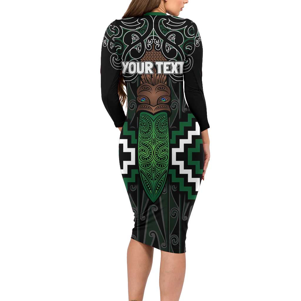 Maori Taiaha Pounamu Whakairo Personalized Family Matching Long Sleeve Bodycon Dress and Hawaiian Shirt Jade Poutama Motifs