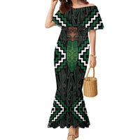 Maori Taiaha Pounamu Whakairo Personalized Family Matching Mermaid Dress and Hawaiian Shirt Jade Poutama Motifs