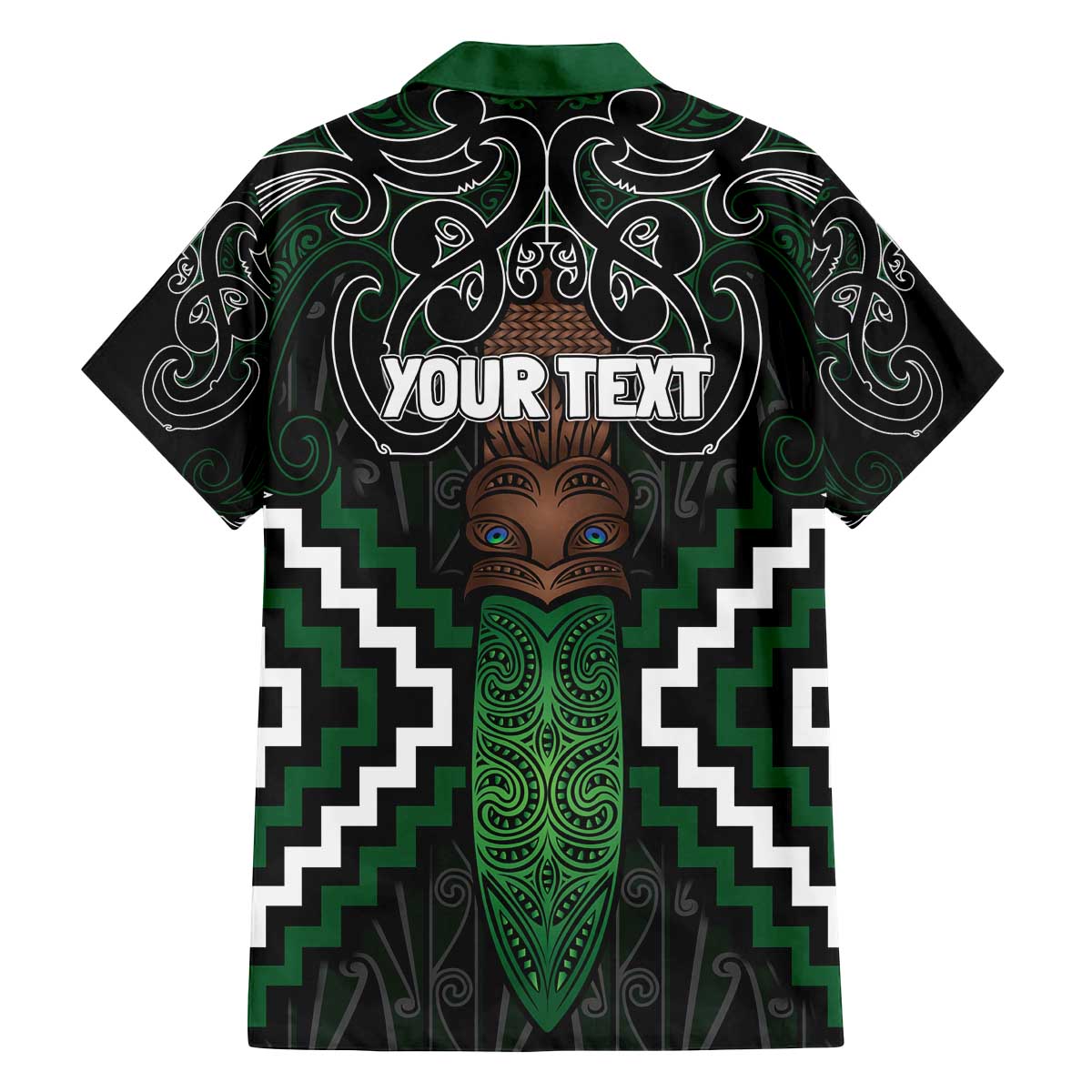 Maori Taiaha Pounamu Whakairo Personalized Family Matching Off The Shoulder Long Sleeve Dress and Hawaiian Shirt Jade Poutama Motifs