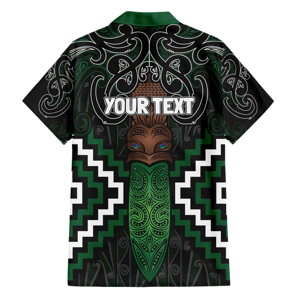 Maori Taiaha Pounamu Whakairo Personalized Family Matching Off Shoulder Short Dress and Hawaiian Shirt Jade Poutama Motifs