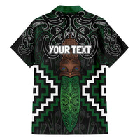 Maori Taiaha Pounamu Whakairo Personalized Family Matching Off Shoulder Short Dress and Hawaiian Shirt Jade Poutama Motifs