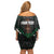 Maori Taiaha Pounamu Whakairo Personalized Family Matching Off Shoulder Short Dress and Hawaiian Shirt Jade Poutama Motifs