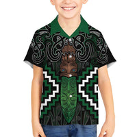Maori Taiaha Pounamu Whakairo Personalized Family Matching Off Shoulder Short Dress and Hawaiian Shirt Jade Poutama Motifs