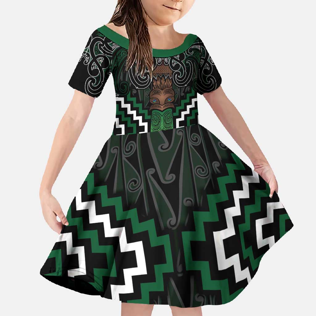 Maori Taiaha Pounamu Whakairo Personalized Family Matching Short Sleeve Bodycon Dress and Hawaiian Shirt Jade Poutama Motifs
