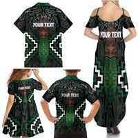 Maori Taiaha Pounamu Whakairo Personalized Family Matching Summer Maxi Dress and Hawaiian Shirt Jade Poutama Motifs