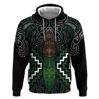 Maori Taiaha Pounamu Whakairo Personalized Hoodie Jade Poutama Motifs